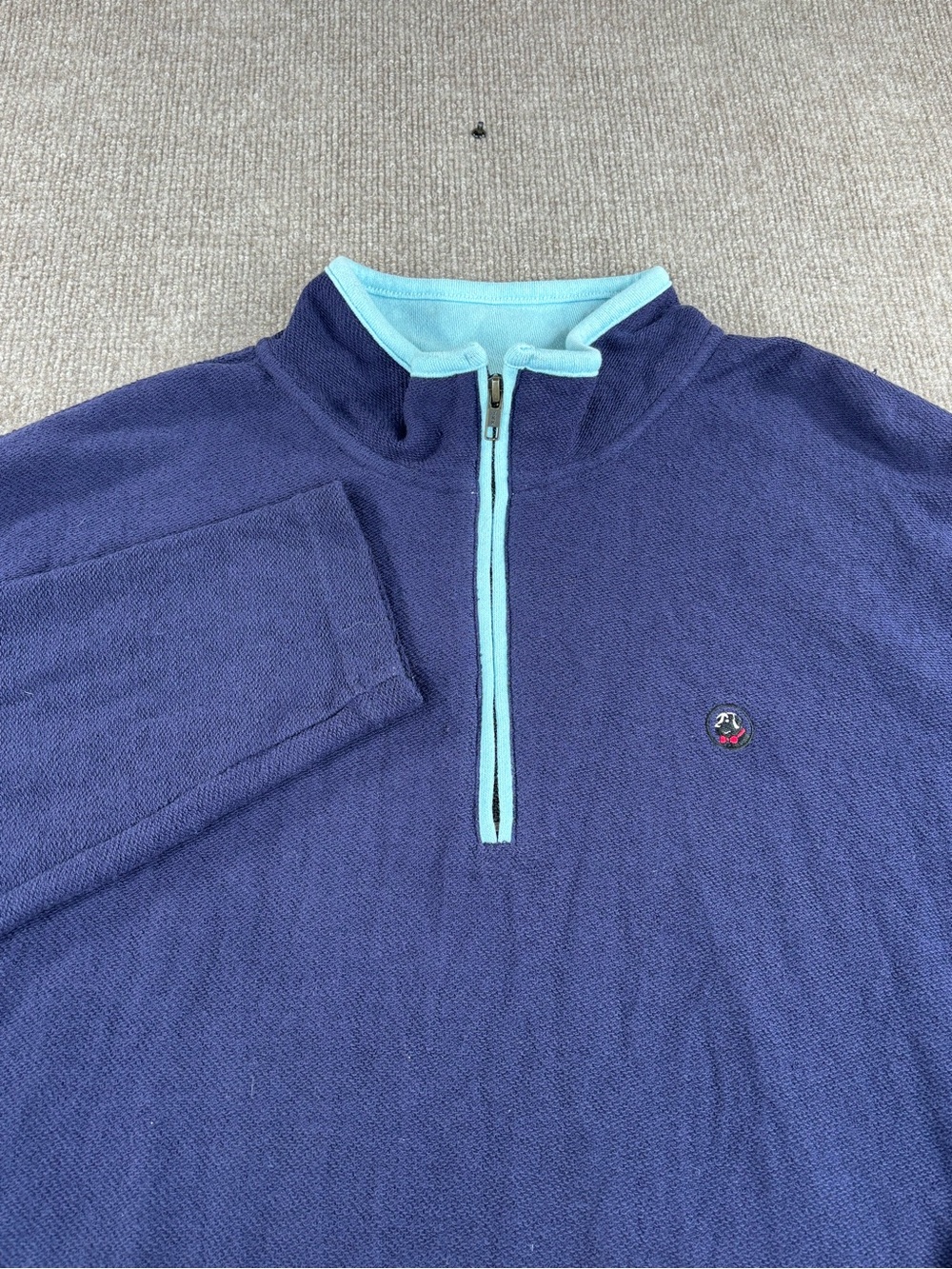 Southern Proper Men’s 1/4 Zip Sweater Sz 2XL Blue Elbow Pads Pullover